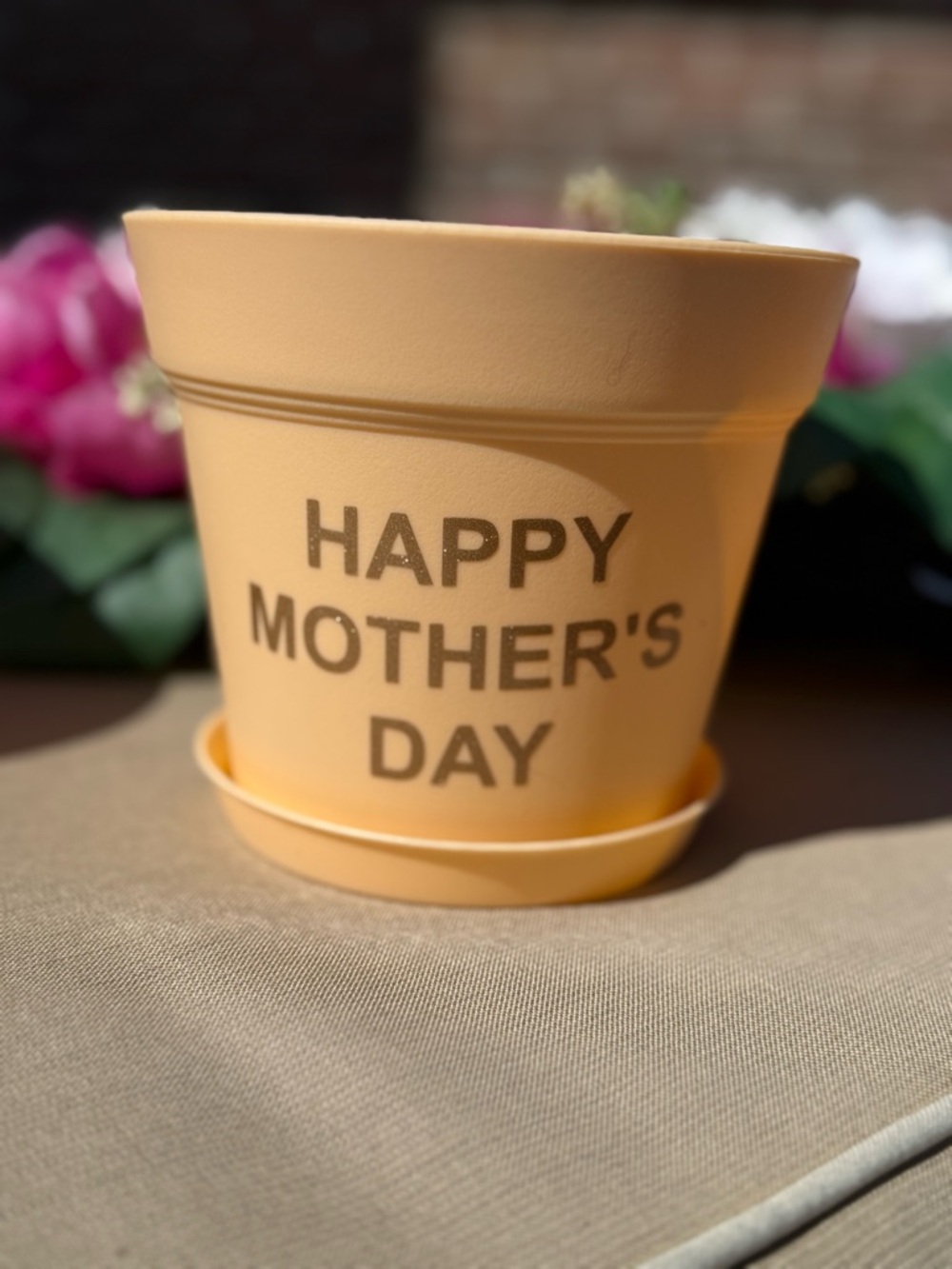 Happy Mother's Day Peach Planter Pot